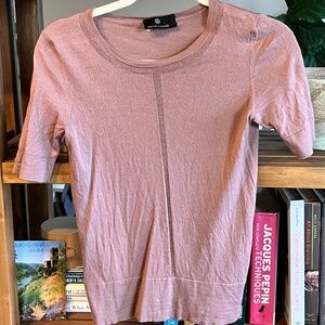 Rena Lange Luxury Tri-Blend Knit Top | Silk Cashmere Wool | Blush Pink | Size S